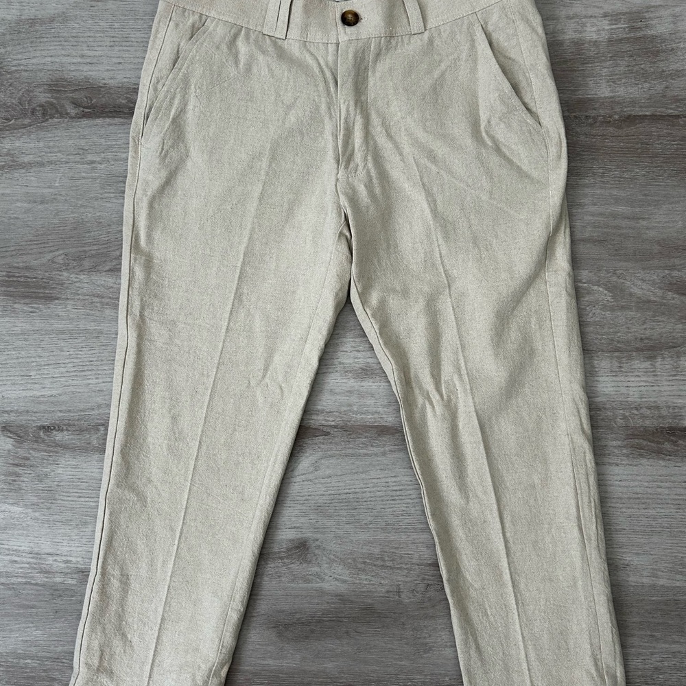 I Love Ugly Linen Cropped Pants - Bone